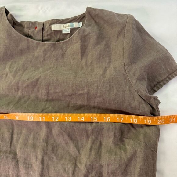 Boden Linen Dress Grey Size 10R Floral Embroidery Short Sleeve Knee Length Lined - Picture 5 of 9